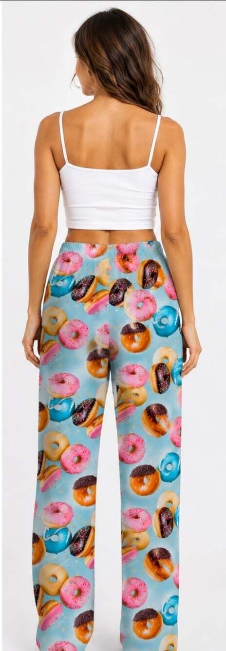 Pajama Lounge Pants Donuts NWT New Soft Comfy Large Excellent - Picture 2 of 5